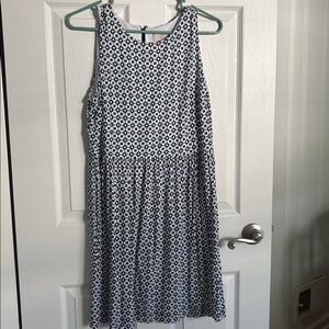 Loft navy and aqua dress- large petite